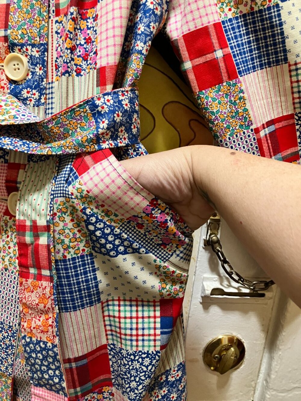 *STUNNING* 1960s Patchwork Coat, Excellent Cond. Vintage size 20.5! Large! CUTE! - Picture 6 of 16